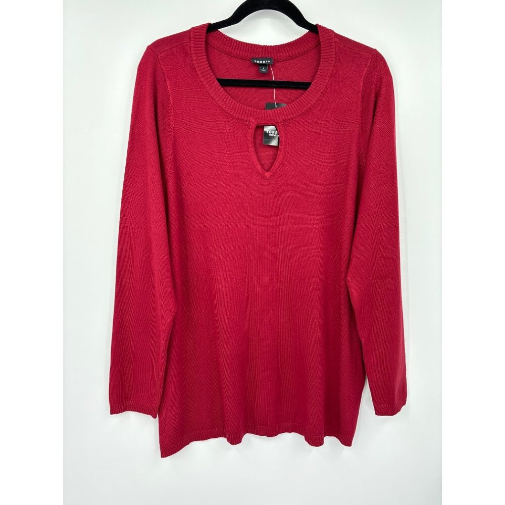 Torrid Pullover Keyhole Fitted Sweater Red 1X NEW - Picture 2 of 7